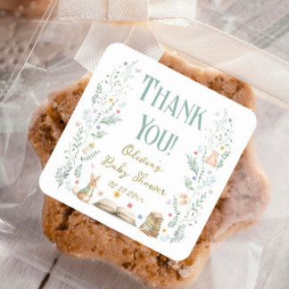 A New Chapter Baby Shower Thank You Favor Quadratischer Aufkleber