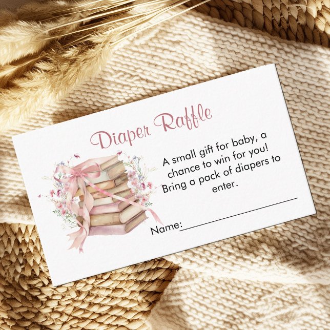 A New Chapter Begins Baby Shower Diaper Raffle Begleitkarte (A new chapter begins Coquette books baby shower Diaper Raffle card)
