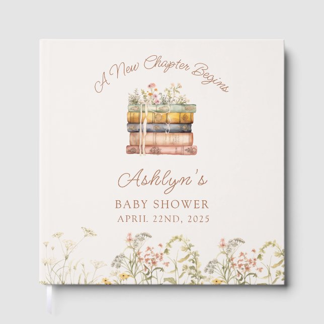  A New Chapter Begins Baby Shower Guest Book Gästebuch (Vorderseite)