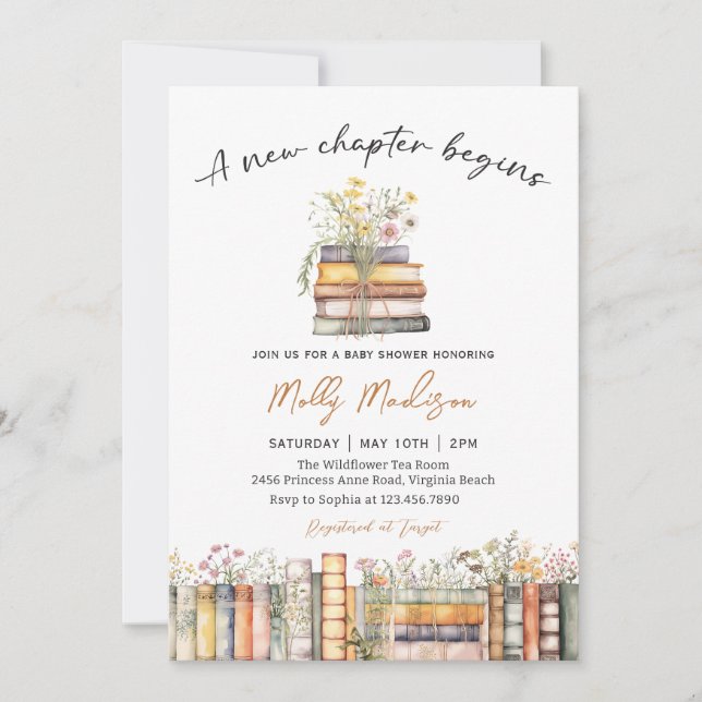 A New Chapter Begins Baby Shower Invitation Einladung (Vorderseite)