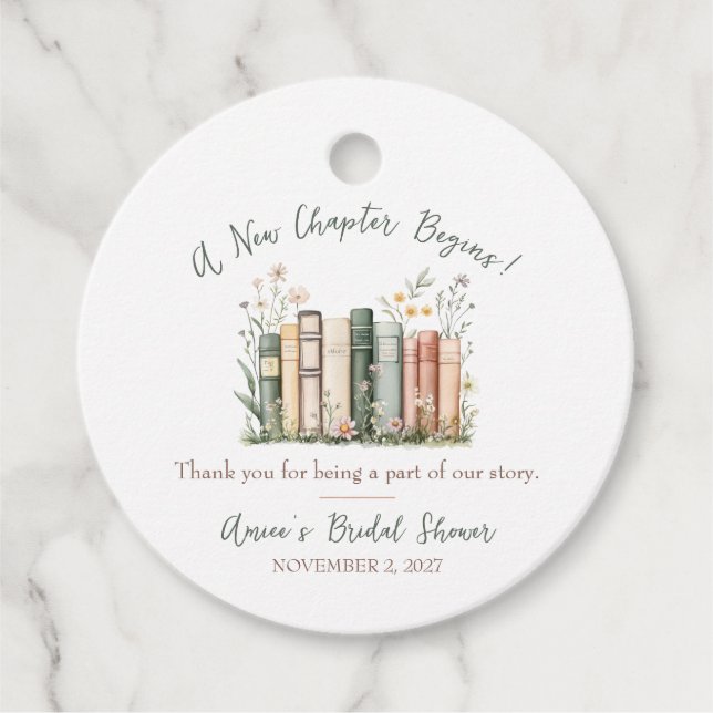 A New Chapter Begins! Bridal Shower Favor Geschenkanhänger (Vorderseite)