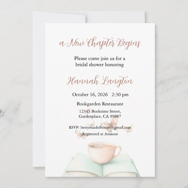 A New Chapter Begins Invitation, Bridal Shower Einladung (Vorderseite)