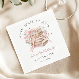 A New Chapter Begins Pink Book Baby Shower Napkin Serviette
