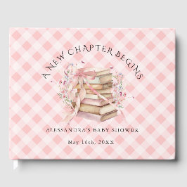 A New Chapter Begins Pink Bow Books Baby Shower Gästebuch