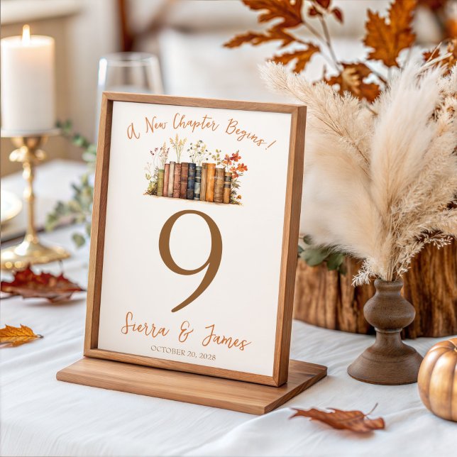 A New Chapter Begins! Wedding Table Number Signs Einladung (Von Creator hochgeladen)
