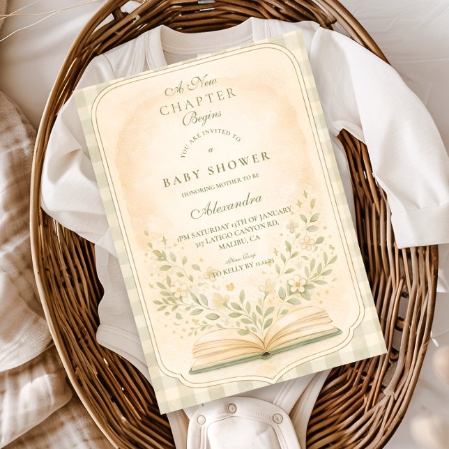 A New Chapter Botanical Baby Shower Einladung (Von Creator hochgeladen)