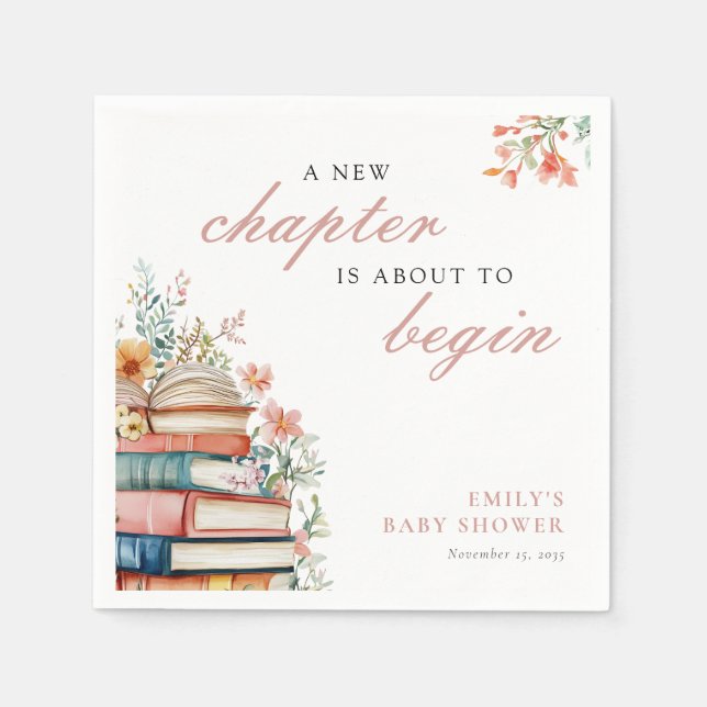 A New Chapter Floral Baby Shower Serviette (Vorderseite)