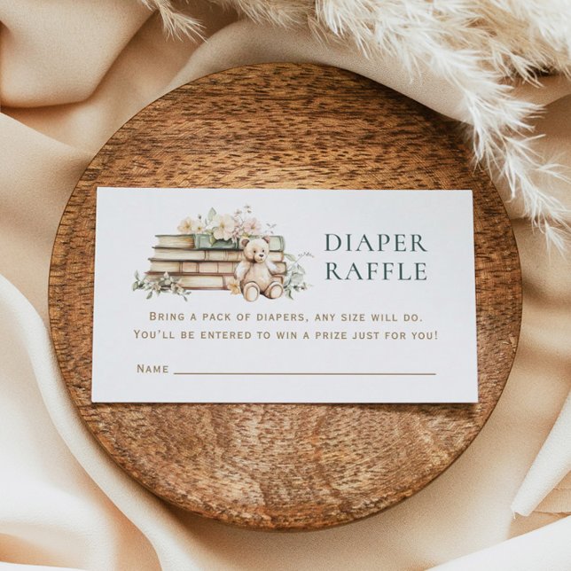 A New Chapter Floral Book Diaper Raffle Enclosure Visitenkarte (Von Creator hochgeladen)