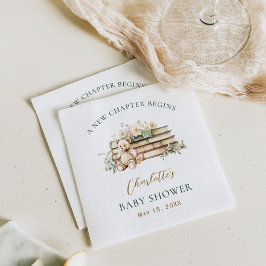 A New Chapter Floral Book Themed Baby Shower Serviette
