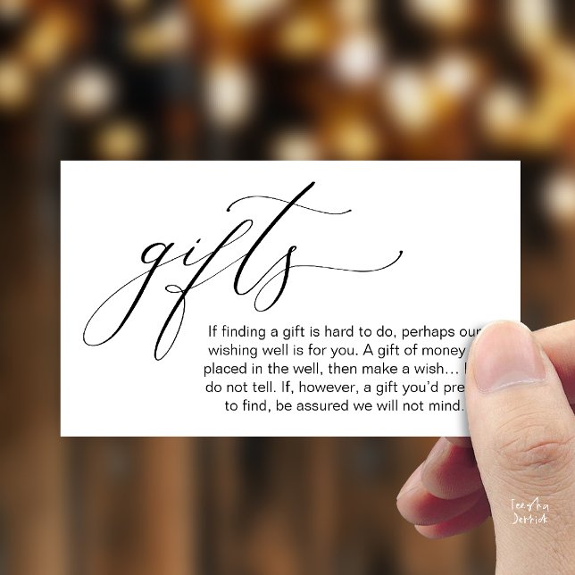 A Note On Gifts, Honeymoon Wish Wishing Well, Fund Begleitkarte (Honeymoon Fund Wishing Well, Wish, A Note On Gifts Enclosure Card in Black White)