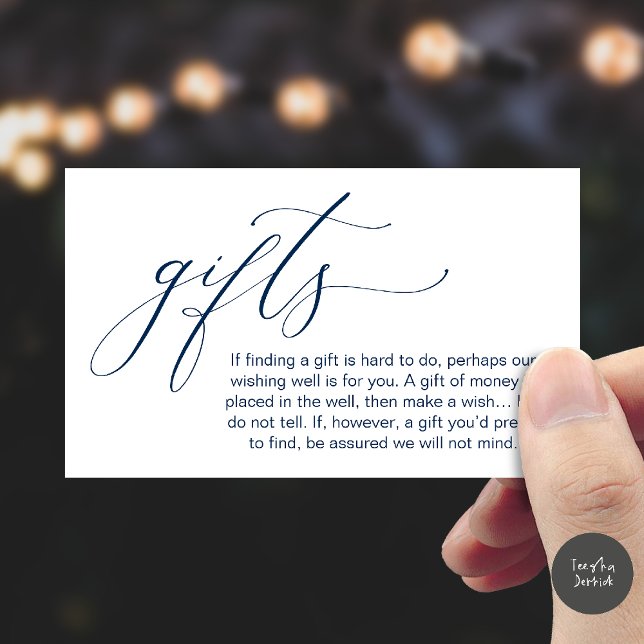 A Note On Gifts, Honeymoon Wish Wishing Well, Fund Begleitkarte (Honeymoon Fund Wishing Well, Wish, A Note On Gifts Enclosure Card in Navy Blue)