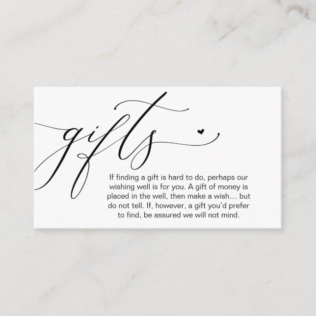 A Note On Gifts, Honeymoon Wish Wishing Well, Fund Begleitkarte (Vorderseite)