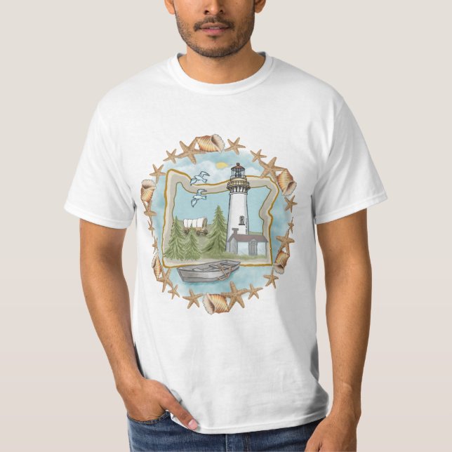 A Oregon Muscheln Leuchtturm T-Shirt (Vorderseite)