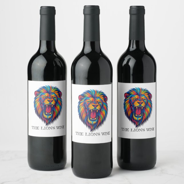 A PAINTED LION   Wine Label  Weinetikett (Flaschen)