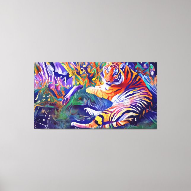 a painting of a tiger in the jungle, digital art leinwanddruck (Vorderseite)