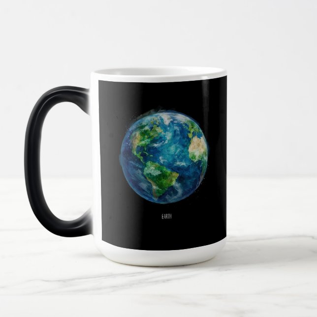 A painting of the earth in a space verwandlungstasse (Links)