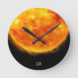 A painting of the sun in a space runde wanduhr