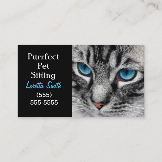 A-PAL - Silberne Tabby-Katze mit blaue Augen-nahem Visitenkarte (Vorderseite)