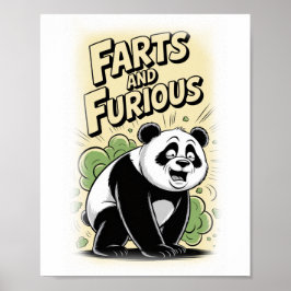 A Panda makes a Fart on a White Poster