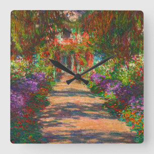 A Pathway in Monets Garden, Giverny, 1902 Quadratische Wanduhr