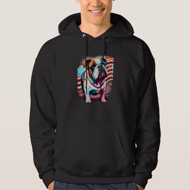 A Patriotic Bulldog and American Flag Premium Hoodie (Vorderseite)
