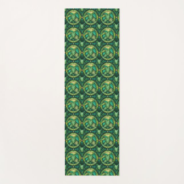A pattern of intricate, green and gold circular  yogamatte (Vorderseite)