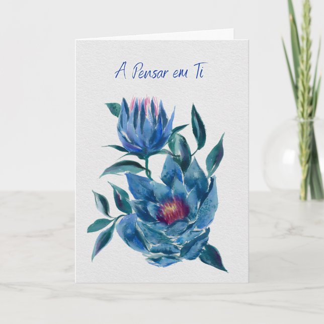 A Pensar em Ti – Cartão de Flores Azuis Hellebores Karte (Vorderseite)
