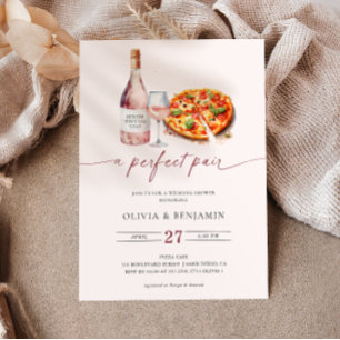 A Perfect Pair Wein Pizza Hochzeitsdusche Einladung