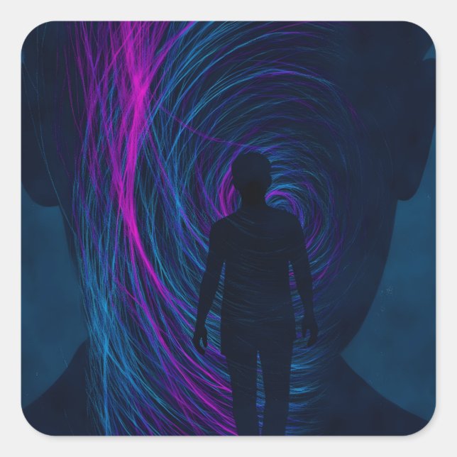  A person finds themselves lost in the algorithm Quadratischer Aufkleber (Vorderseite)