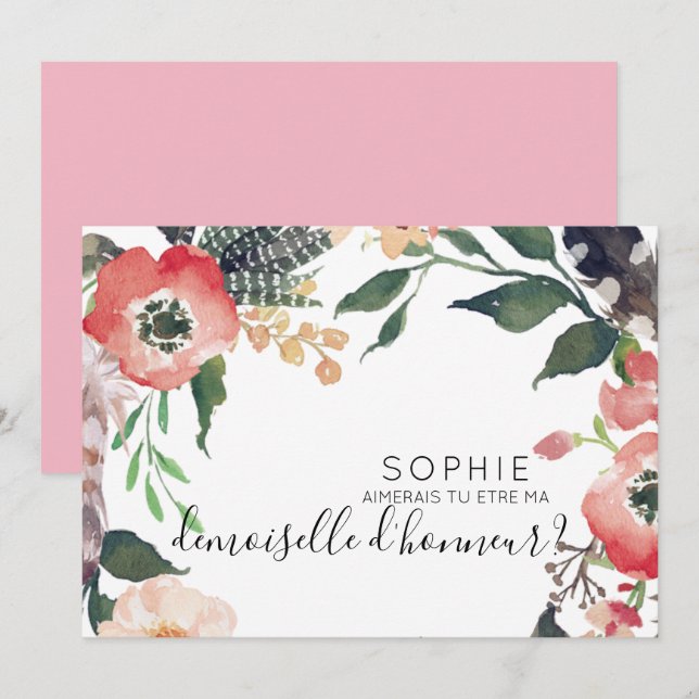 a personaliser invitation de demoiselle d'honneur (Devant / Derrière)