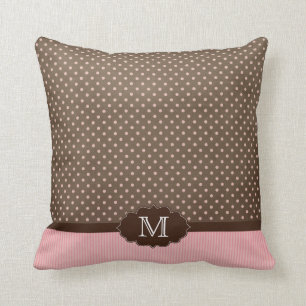 À petits pois brun rose + coussin de monogramme d