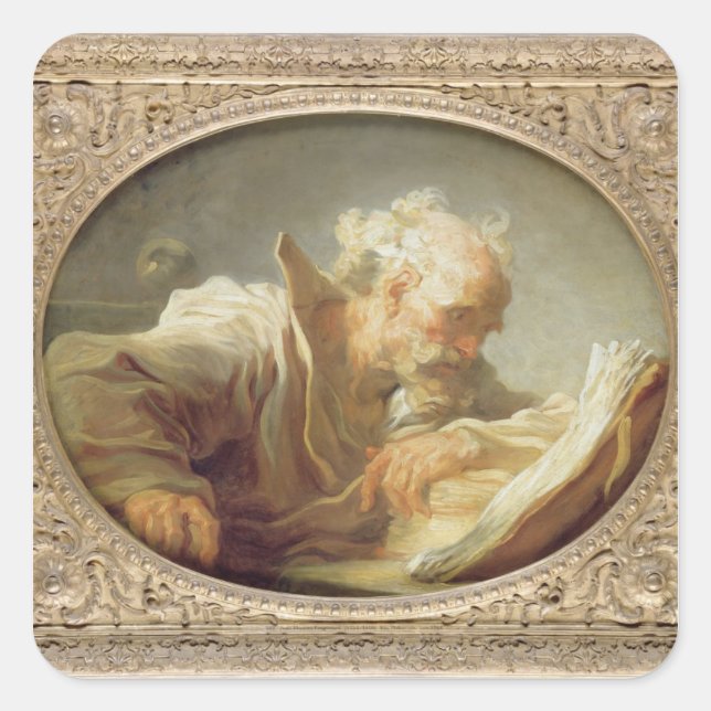A Philosopher, c.1764 Quadratischer Aufkleber (Vorderseite)
