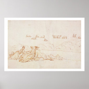 A Picnic: Zwei Damen und ein Gentleman (braun wasc Poster