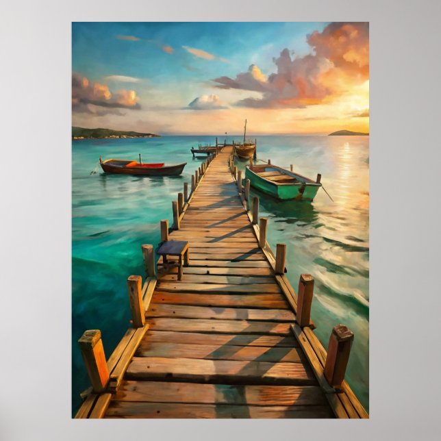 A Pier with Boats Poster (Vorne)