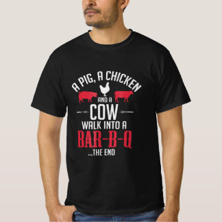 a pig a chicken and a cow funbq joke T-Shirt