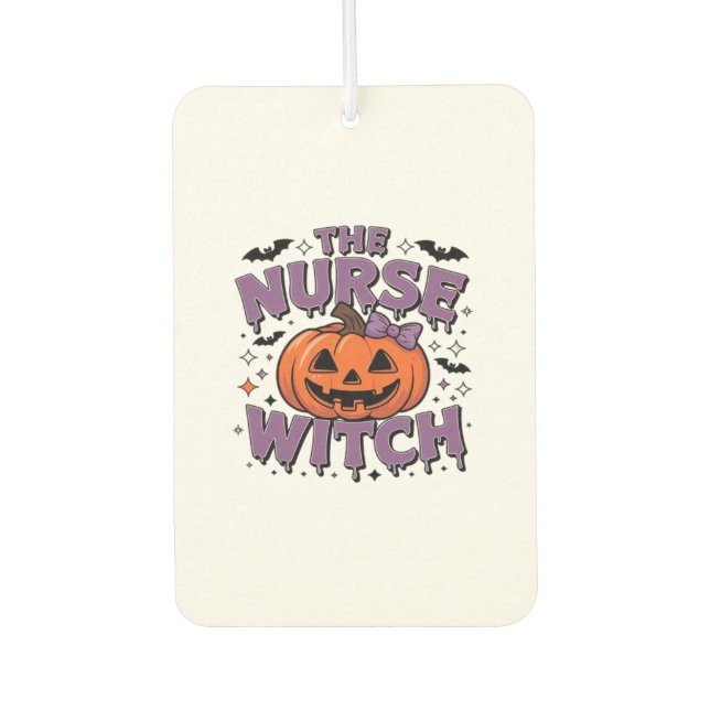 A playful design featuring a pumpkin witch with a  autolufterfrischer (Vorderseite)