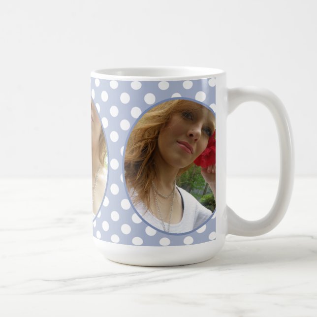 À pois blanc pourpre encadré : Tasse de photo (Droite)