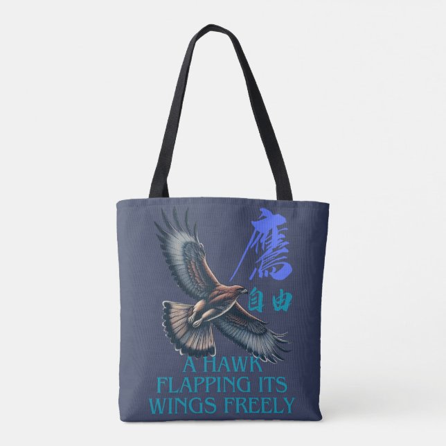 A powerful flying hawk symbolizing freedom tasche (Rückseite)