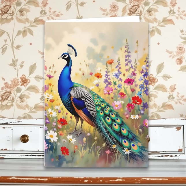 A Pretty Colorful Peacock Birthday Karte (Von Creator hochgeladen)