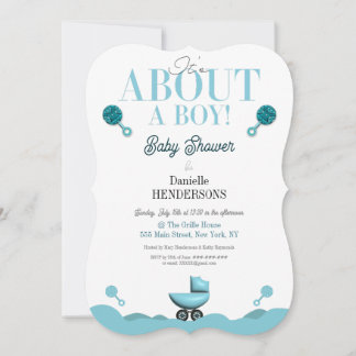 À propos d'un garçon Baby shower Invitation Invita