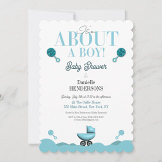 À propos d'un garçon Baby shower Invitation Invita