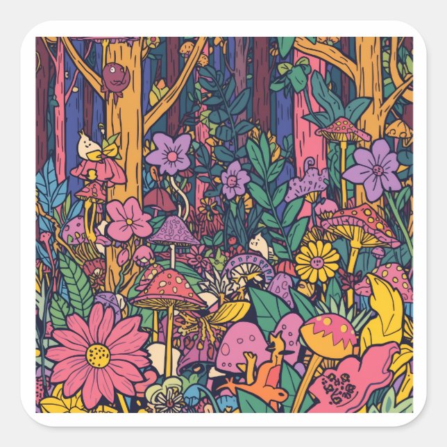 A psychedelic woodland Sticker (Devant)