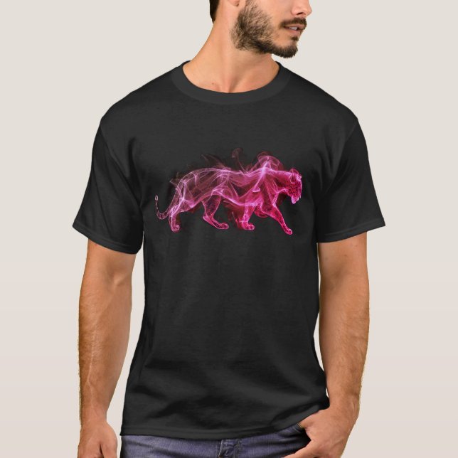 A Purple Leopard on a Black Short Sleeve T-Shirt (Vorderseite)