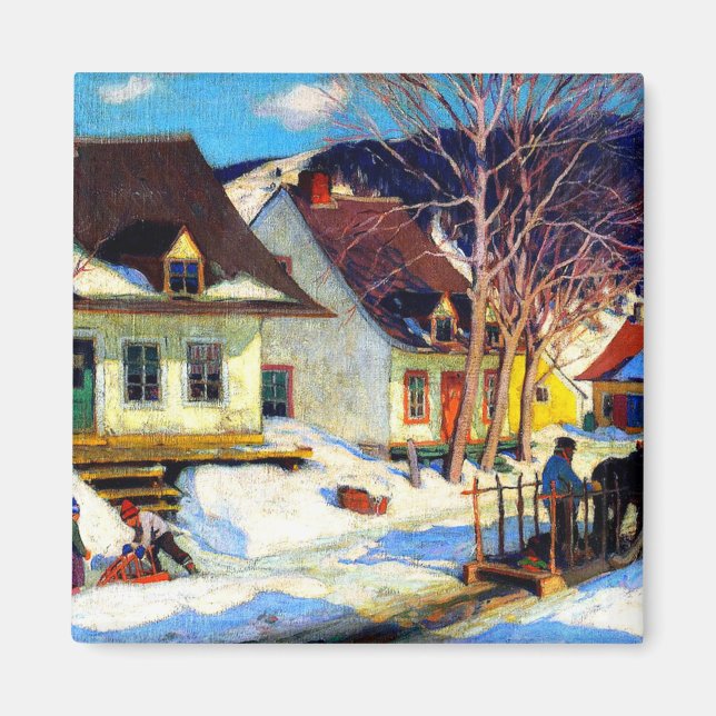 A Quebec Village Street - Clarence Gagnon Kunstwer Magnet (Vorne)