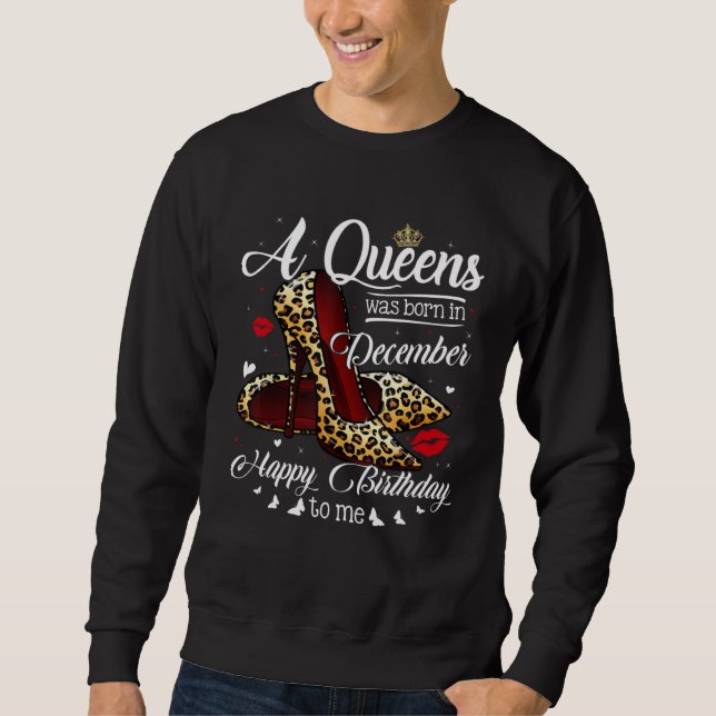 A Queen Was Born In December Retro Hearts Leopard  Sweatshirt (Vorderseite)