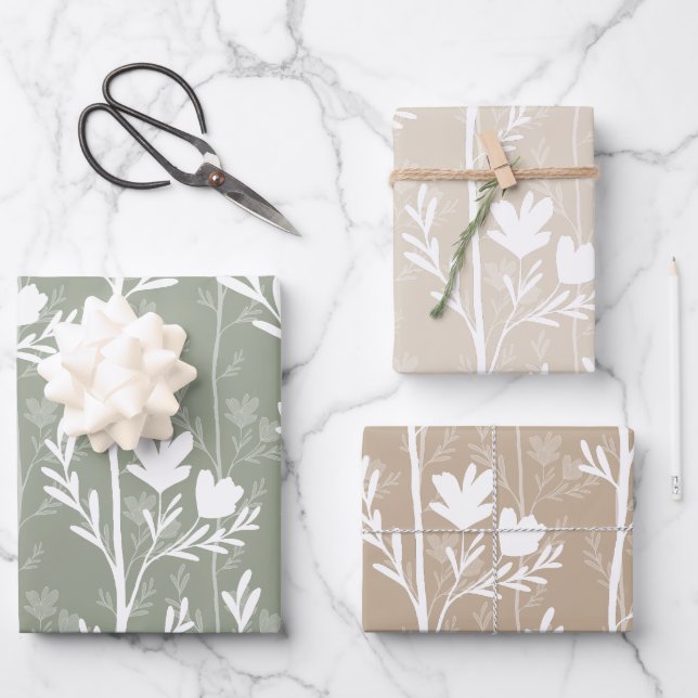 A Quiet Journey Earthy Soft Botanical Silhouettes Geschenkpapier Set (Vorderseite)