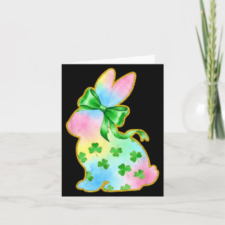 A Rainbow Rabbit With Green Bow And Shamrock St Pa Karte
