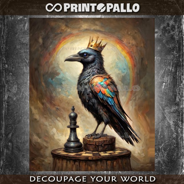 A Rainbow Raven King of Chess - Tissue Paper Seidenpapier (Von Creator hochgeladen)
