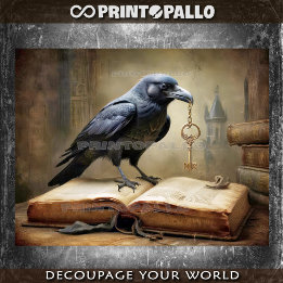 A raven and the key to knowledge seidenpapier