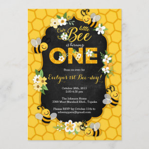 Ă?re invitation de fête d'anniversaire d'abeille -